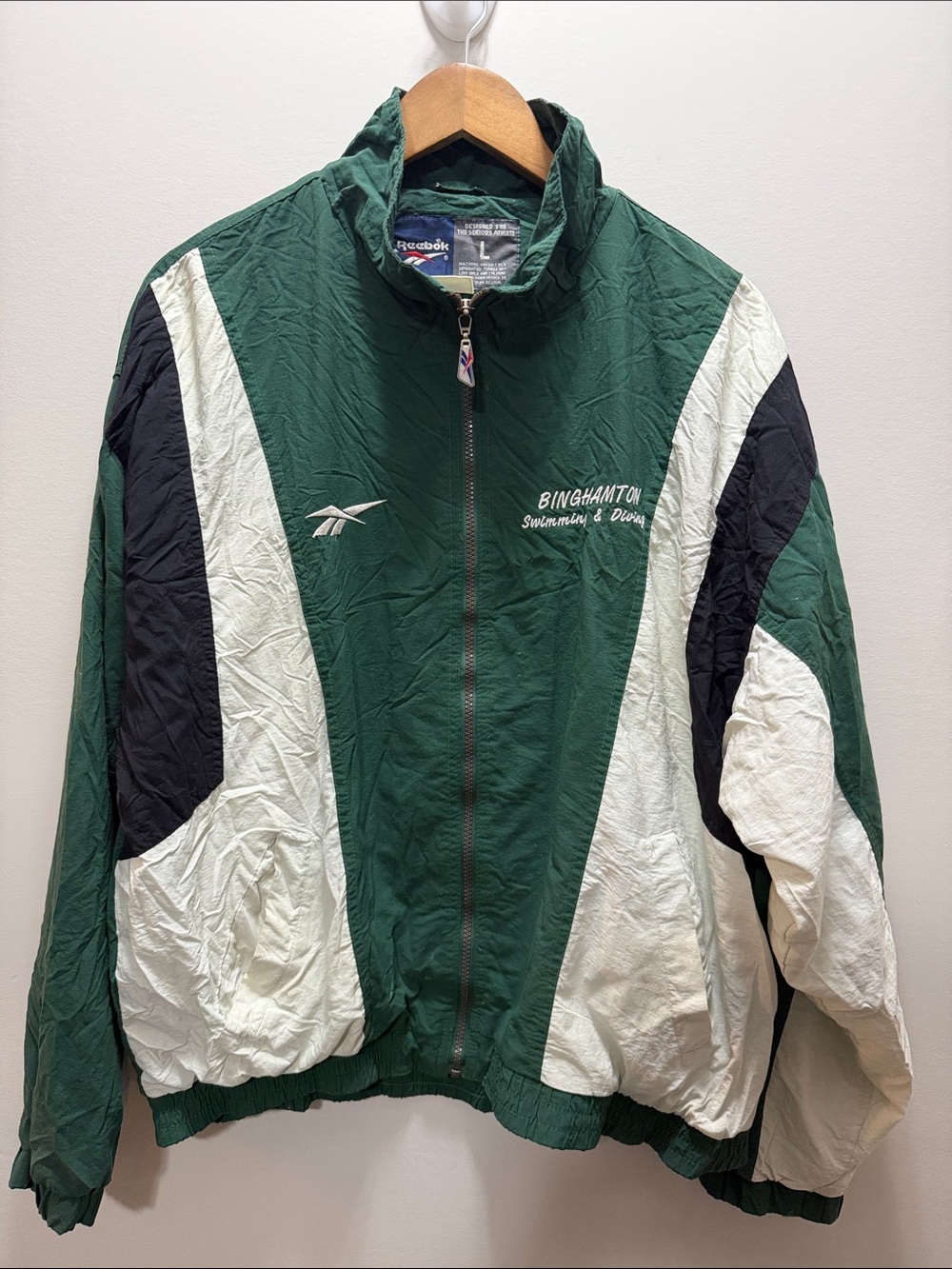 Vintage 90s Reebok Binghampton Windbreaker Jacket Size L 28x27